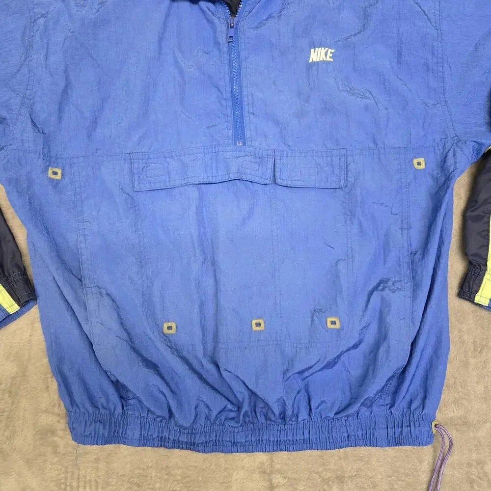 Vtg 80s Nike Windbreaker Jacket Men’s Medium Blue Pullover Half Zip Color Block